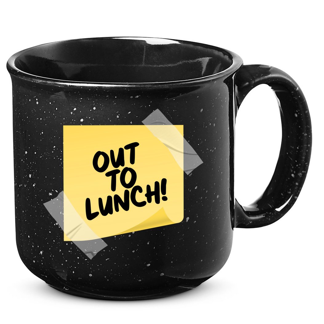 Funny Out To Lunch Taped Note 15oz Campfire Ceramic Mug
