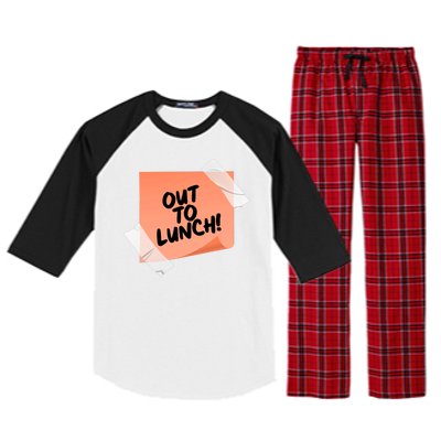 Funny Out To Lunch Taped Note Raglan Sleeve Pajama Set