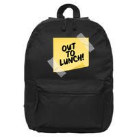 Funny Out To Lunch Taped Note 16 in Basic Backpack