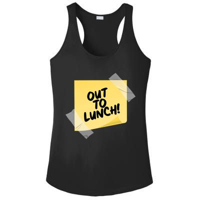 Funny Out To Lunch Taped Note Ladies PosiCharge Competitor Racerback Tank