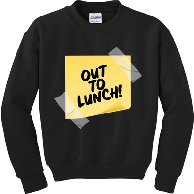 Funny Out To Lunch Taped Note Kids Sweatshirt