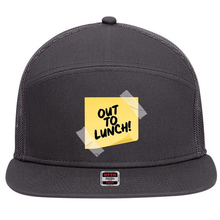 Funny Out To Lunch Taped Note 7 Panel Mesh Trucker Snapback Hat