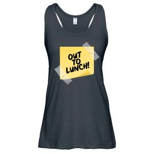 Funny Out To Lunch Taped Note Ladies Essential Flowy Tank