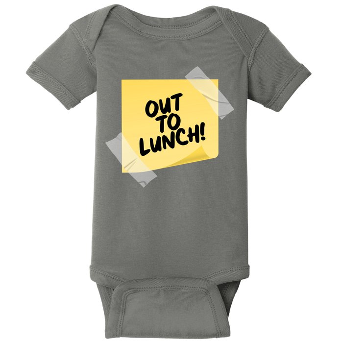 Funny Out To Lunch Taped Note Baby Bodysuit