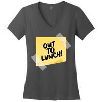 Funny Out To Lunch Taped Note Women's V-Neck T-Shirt