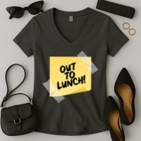 Funny Out To Lunch Taped Note Women's V-Neck T-Shirt