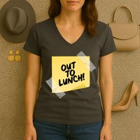 Funny Out To Lunch Taped Note Women's V-Neck T-Shirt
