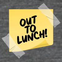 Funny Out To Lunch Taped Note Women's V-Neck T-Shirt