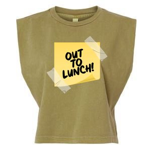 Funny Out To Lunch Taped Note Garment-Dyed Women's Muscle Tee