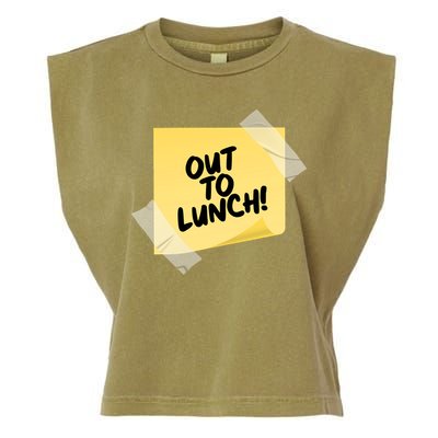 Funny Out To Lunch Taped Note Garment-Dyed Women's Muscle Tee