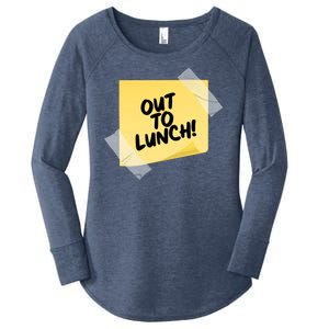 Funny Out To Lunch Taped Note Women's Perfect Tri Tunic Long Sleeve Shirt