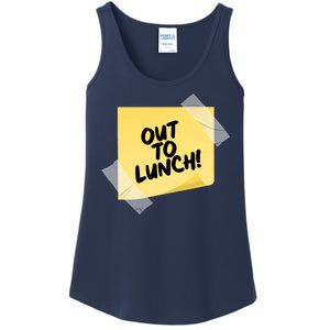 Funny Out To Lunch Taped Note Ladies Essential Tank