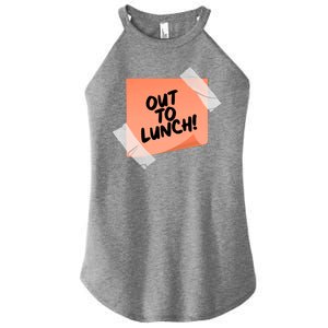 Funny Out To Lunch Taped Note Women's Perfect Tri Rocker Tank