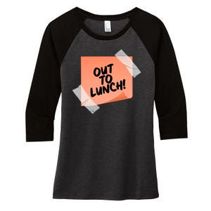 Funny Out To Lunch Taped Note Women's Tri-Blend 3/4-Sleeve Raglan Shirt