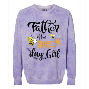 Father Of The Bee Day Birthday Party Matching Family Colorblast Crewneck Sweatshirt