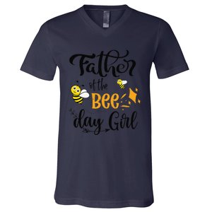 Father Of The Bee Day Birthday Party Matching Family V-Neck T-Shirt