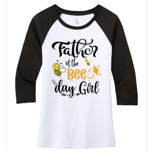 Father Of The Bee Day Birthday Party Matching Family Women's Tri-Blend 3/4-Sleeve Raglan Shirt