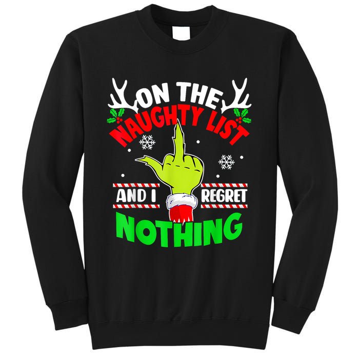 Funny On The List Of Naughty And I Regret Nothing Christmas Sweatshirt