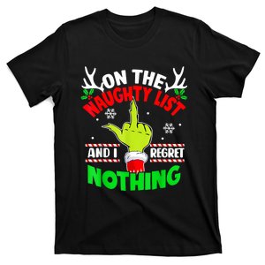 Funny On The List Of Naughty And I Regret Nothing Christmas T-Shirt