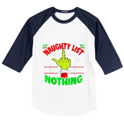 Funny On The List Of Naughty And I Regret Nothing Christmas Baseball Sleeve Shirt