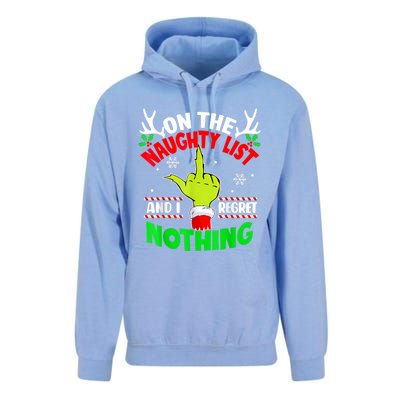 Funny On The List Of Naughty And I Regret Nothing Christmas Unisex Surf Hoodie