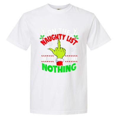 Funny On The List Of Naughty And I Regret Nothing Christmas Garment-Dyed Heavyweight T-Shirt