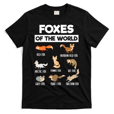 Foxes Of The World Funny Fox Animals Educational Fox Lover T-Shirt