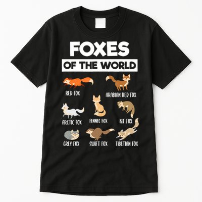 Foxes Of The World Funny Fox Animals Educational Fox Lover Tall T-Shirt
