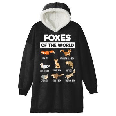 Foxes Of The World Funny Fox Animals Educational Fox Lover Hooded Wearable Blanket