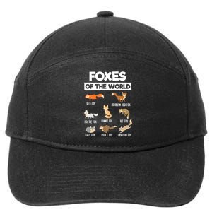 Foxes Of The World Funny Fox Animals Educational Fox Lover 7-Panel Snapback Hat