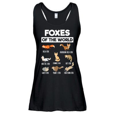 Foxes Of The World Funny Fox Animals Educational Fox Lover Ladies Essential Flowy Tank