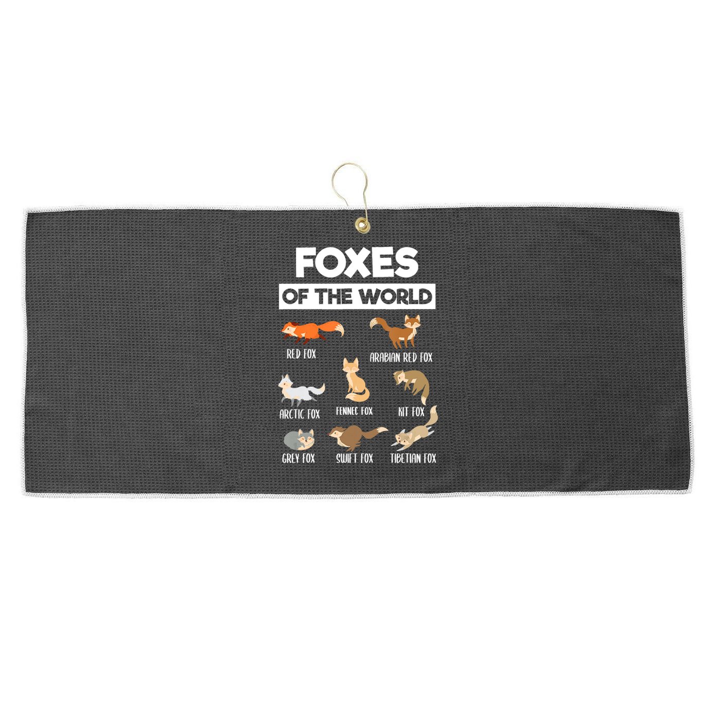 Foxes Of The World Funny Fox Animals Educational Fox Lover Large Microfiber Waffle Golf Towel