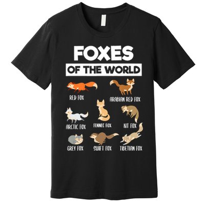 Foxes Of The World Funny Fox Animals Educational Fox Lover Premium T-Shirt
