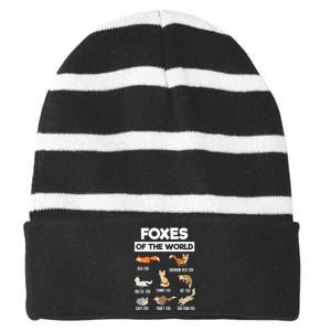 Foxes Of The World Funny Fox Animals Educational Fox Lover Striped Beanie with Solid Band