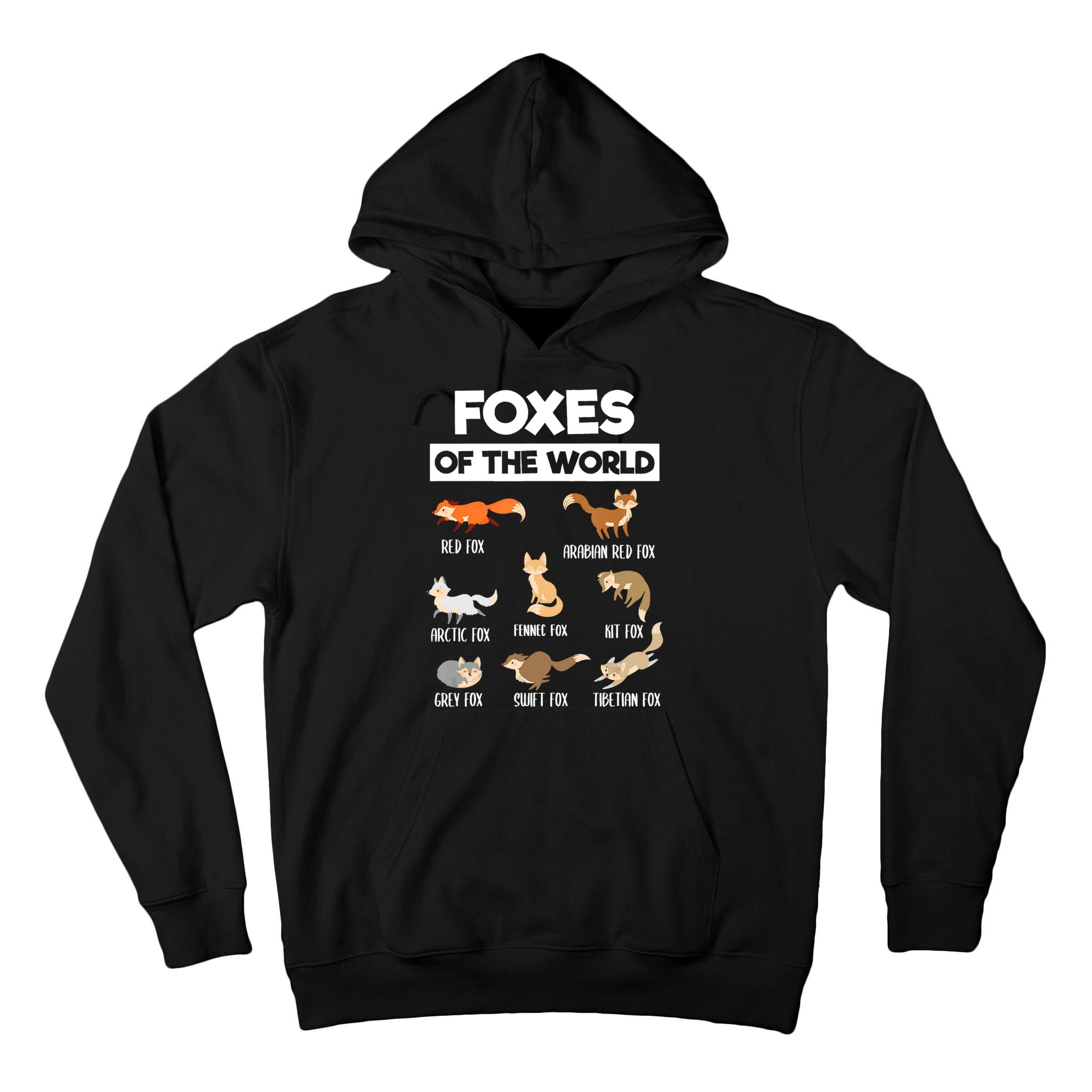 Foxes Of The World Funny Fox Animals Educational Fox Lover Tall Hoodie
