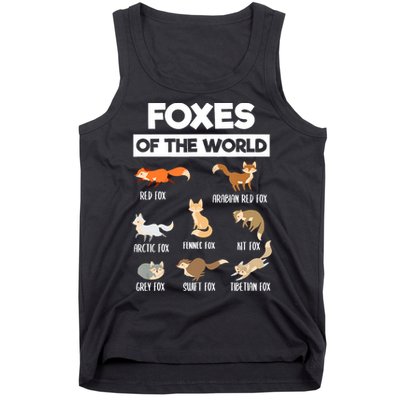 Foxes Of The World Funny Fox Animals Educational Fox Lover Tank Top