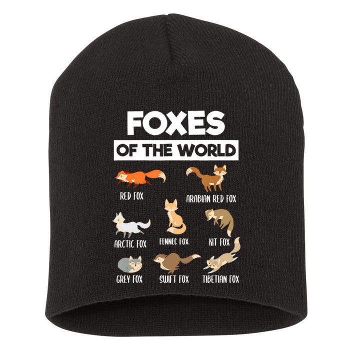 Foxes Of The World Funny Fox Animals Educational Fox Lover Short Acrylic Beanie