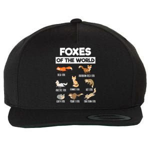 Foxes Of The World Funny Fox Animals Educational Fox Lover Wool Snapback Cap