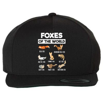 Foxes Of The World Funny Fox Animals Educational Fox Lover Wool Snapback Cap