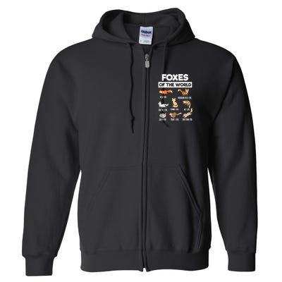 Foxes Of The World Funny Fox Animals Educational Fox Lover Full Zip Hoodie