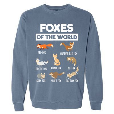 Foxes Of The World Funny Fox Animals Educational Fox Lover Garment-Dyed Sweatshirt