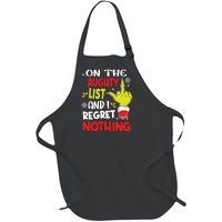 Funny On The List Of Naughty And I Regret Nothing Christmas Full-Length Apron With Pockets