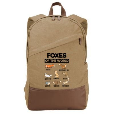 Foxes Of The World Funny Fox Animals Educational Fox Lover Cotton Canvas Backpack