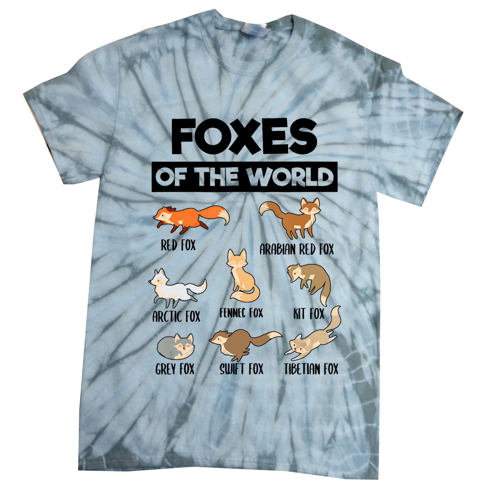 Foxes Of The World Funny Fox Animals Educational Fox Lover Tie-Dye T-Shirt