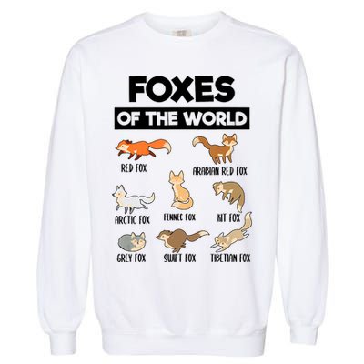 Foxes Of The World Funny Fox Animals Educational Fox Lover Garment-Dyed Sweatshirt