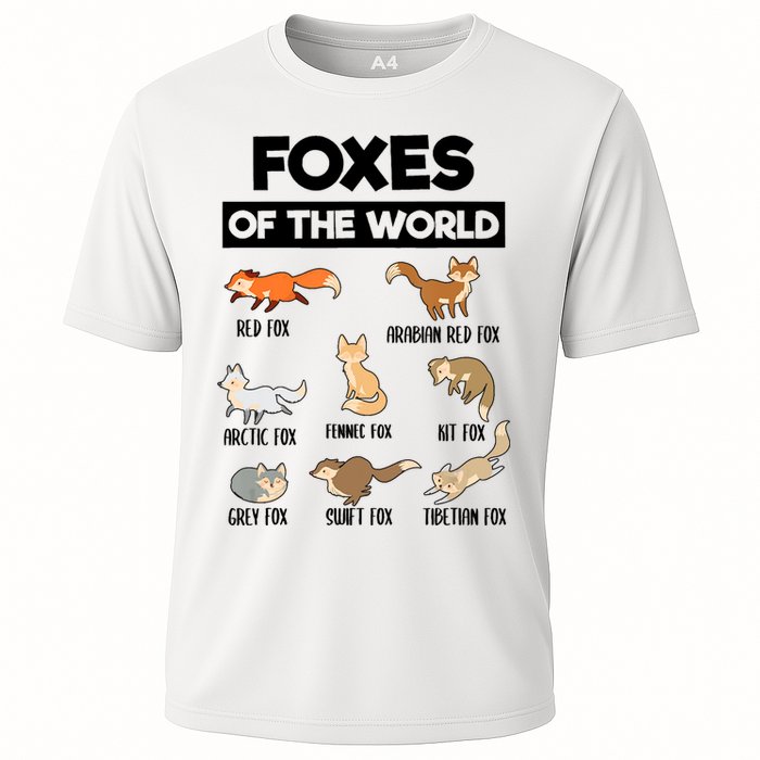 Foxes Of The World Funny Fox Animals Educational Fox Lover Cooling Performance Crew T-Shirt
