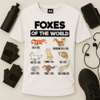 Foxes Of The World Funny Fox Animals Educational Fox Lover Cooling Performance Crew T-Shirt