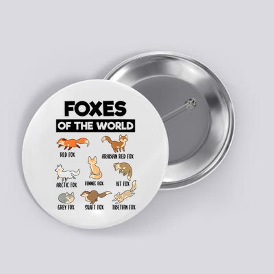 Foxes Of The World Funny Fox Animals Educational Fox Lover Button