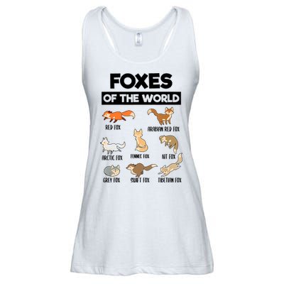 Foxes Of The World Funny Fox Animals Educational Fox Lover Ladies Essential Flowy Tank