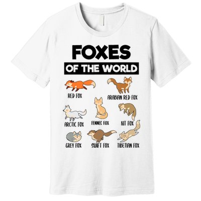 Foxes Of The World Funny Fox Animals Educational Fox Lover Premium T-Shirt